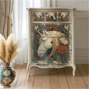 Blumenreiches Einhorn im Stil von William Morris Seidenpapier