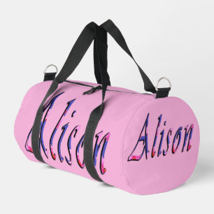 Blumenreiches Lila Rosa Alison Name, Duffle Bag