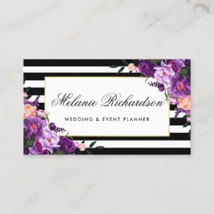 Blumenreiches Lila Ultra Violett Gold Rahmen Gestr Visitenkarte