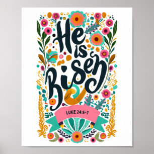 Blumenreiches religiös Er ist auferstanden Christl Poster