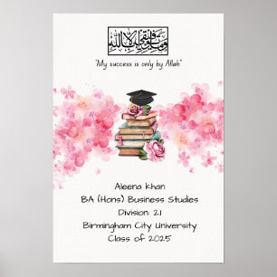 Blumenrosa Abschluss Grad der Bescheinigung Poster