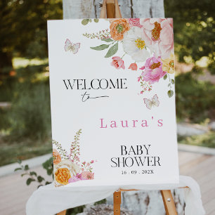 Blumenrosa Baby in Bloom Babyparty-Willkommensschi Fotodruck