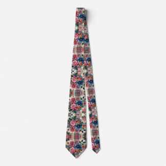Blumenrosa Blau Kariert Mit Monogramm Krawatte