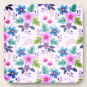 Blumenrosa Blaue violette Blume Muster-36841 Getränkeuntersetzer