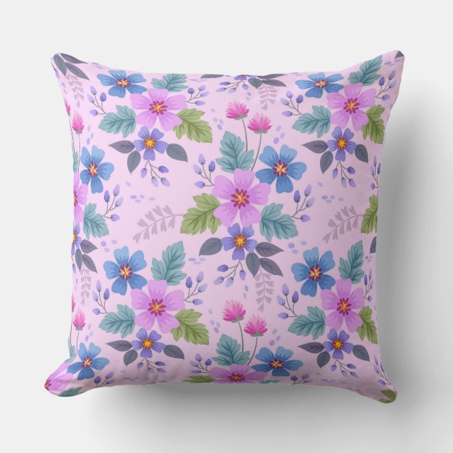 Blumenrosa Blaue violette Blume Muster-36841 Kissen (Vorderseite)