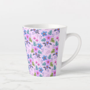 Blumenrosa Blaue violette Blume Muster-36841 Milchtasse