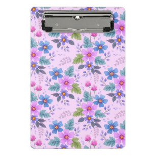 Blumenrosa Blaue violette Blume Muster-36841 Mini Klemmbrett
