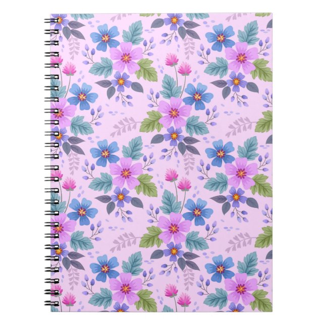 Blumenrosa Blaue violette Blume Muster-36841 Notizblock (Vorderseite)