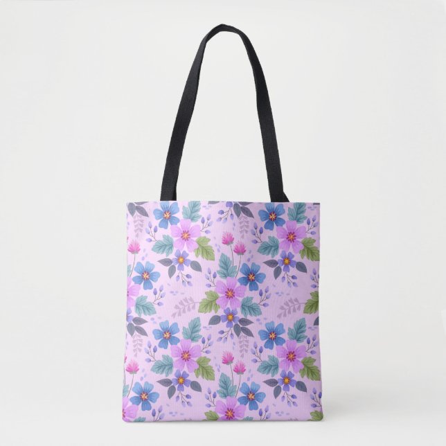 Blumenrosa Blaue violette Blume Muster-36841 Tasche (Vorderseite)