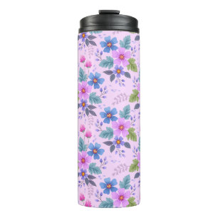 Blumenrosa Blaue violette Blume Muster-36841 Thermosbecher