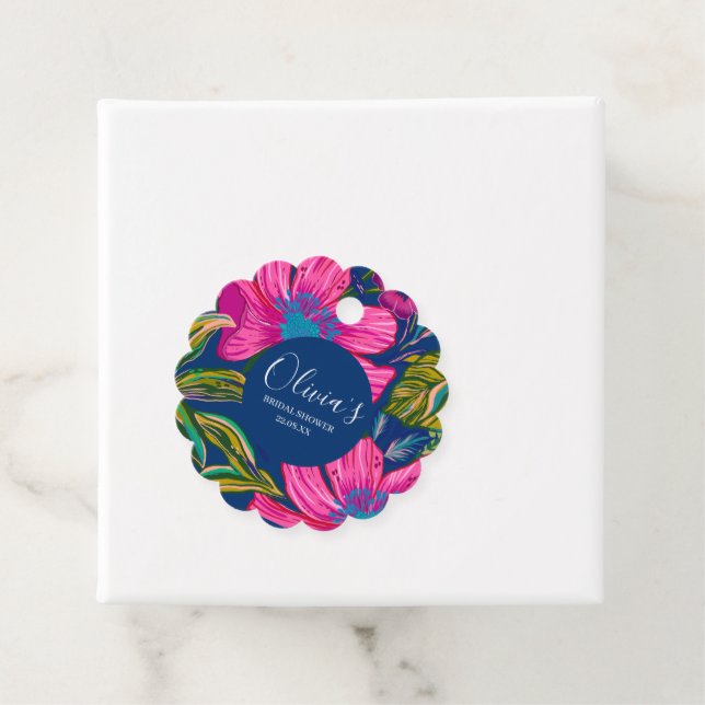 Blumenrosa Blume Brautparty Geschenkanhänger (Beispiel)