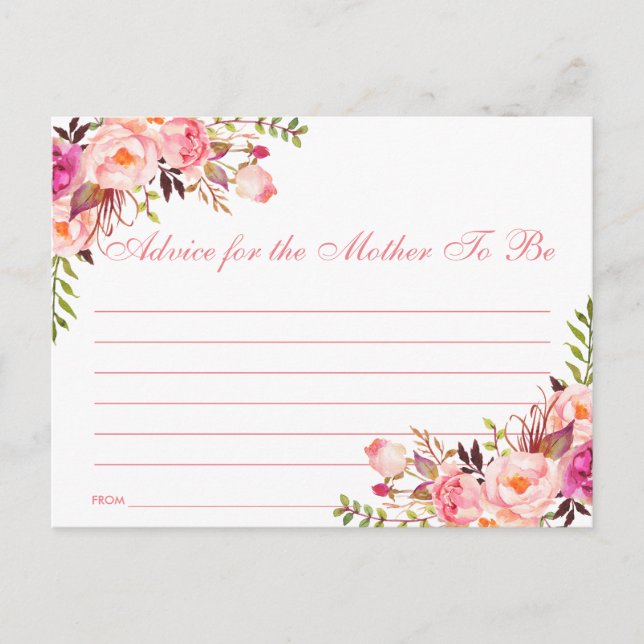 Blumenrosa Blush Babyduschkarte Postkarte (Vorderseite)