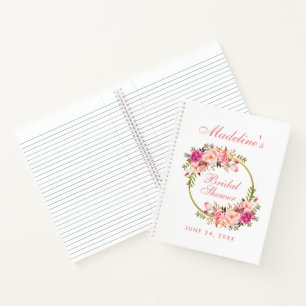 Blumenrosa Blush Brautparty Geschenkliste Notizbuch