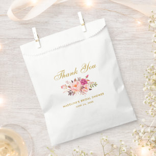 Blumenrosa Blush Gold Brautparty Danke Geschenktütchen