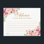 Blumenrosa Blush Gold Wedding Advice Card Hinweiskarte<br><div class="desc">Aquarellfarbene Blütenrosa Blush Gold Wedding Advice Card - Große</div>