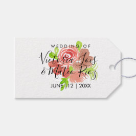 Blumenrosa Blütenfarbe Leaf Hochzeit Geschenkanhänger