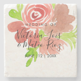 Blumenrosa Blütenfarbe Leaf Hochzeit Steinuntersetzer