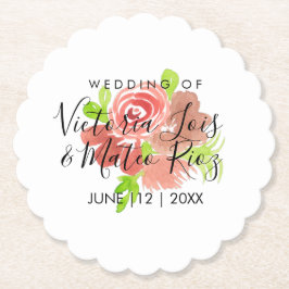 Blumenrosa Blütenfarbe Leaf Hochzeit Untersetzer