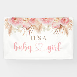 Blumenrosa Boho Pampas Babyduft Banner