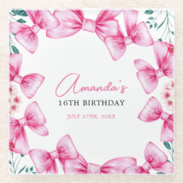 Blumenrosa Bow Coquette Sweet 16 Birthday Glasuntersetzer