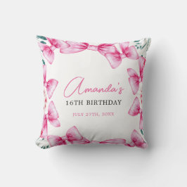 Blumenrosa Bow Coquette Sweet 16 Birthday Kissen