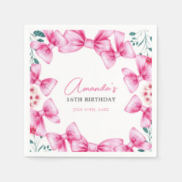 Blumenrosa Bow Coquette Sweet 16 Birthday Serviette