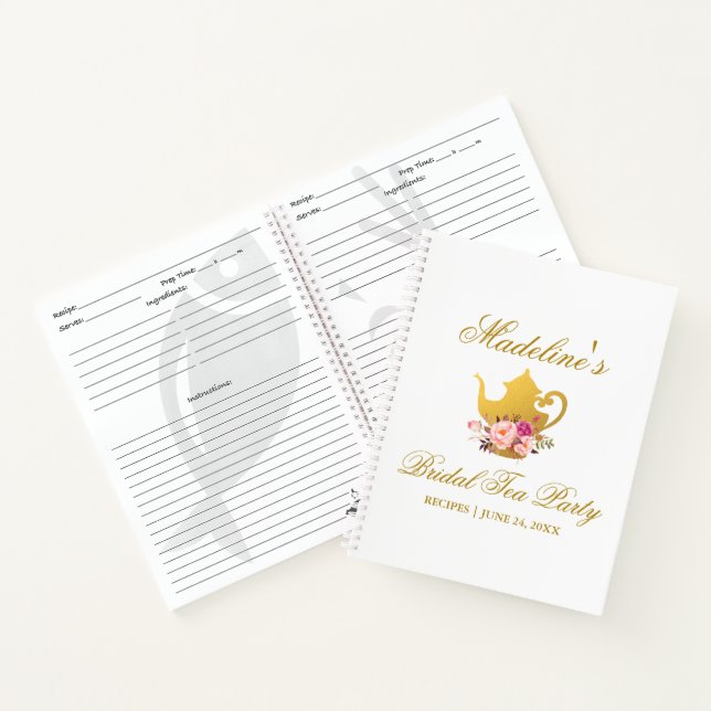 Blumenrosa Brautparty Tee Party Rezept Notizbuch (Innenseite)