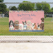Blumenrosa-Dog-Grooming-Salon-Werbebanner