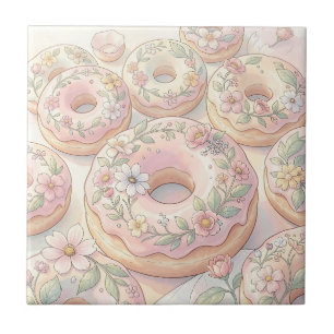 Blumenrosa Donuts Pastell Illustration Fliese