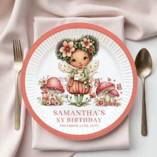 Blumenrosa Feen 8. Geburtstag Röschengesichtspapie Pappteller