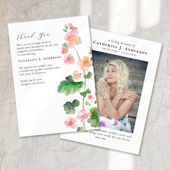 Blumenrosa Foto Beileid Beerdigung Gedenkstätte Dankeskarte (Von Creator hochgeladen)