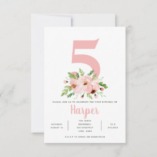 Blumenrosa Geburtstagsfeier Einladung Foto