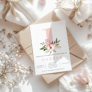 Blumenrosa Geburtstagsfeier Einladung Foto