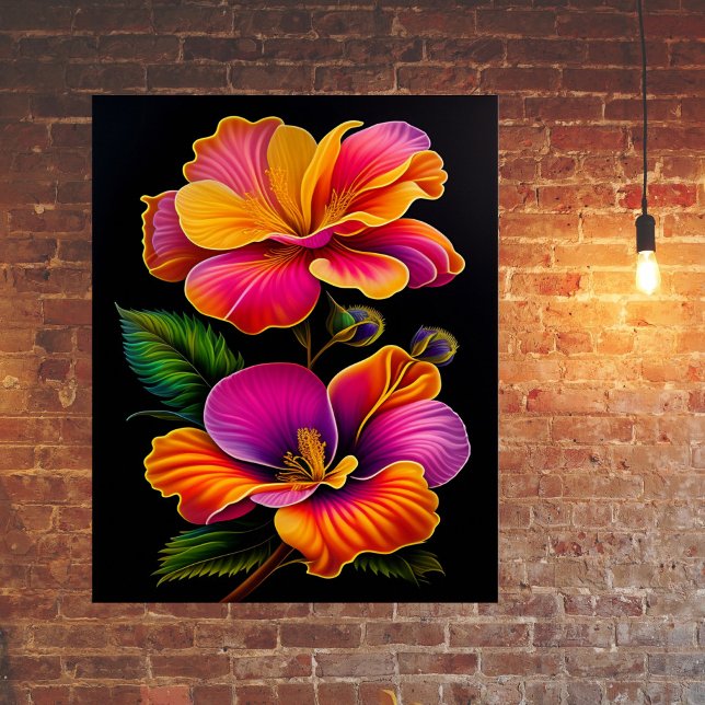 Blumenrosa Gelbe botanische Illustration Poster (Von Creator hochgeladen)