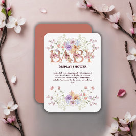 Blumenrosa Glitzer Baby Monogram Babydusche Begleitkarte