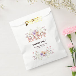 Blumenrosa Glitzer Baby Monogram Babydusche Geschenktütchen