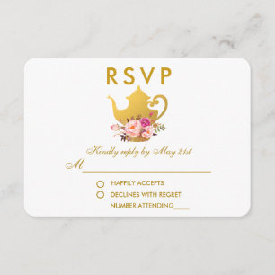 Blumenrosa Gold Brautparty Tee Party UAWG RSVP Karte