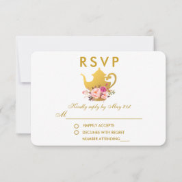 Blumenrosa Gold Brautparty Tee Party UAWG RSVP Karte