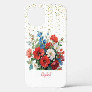 Blumenrosa-Gold-Glitzer-Wildblumen Case-Mate iPhone Hülle