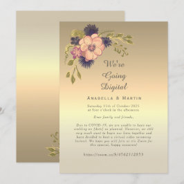 Blumenrosa Gold Online-Hochzeitseinladung Einladung