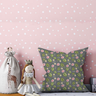 Blumenrosa-graues Muster Kissen