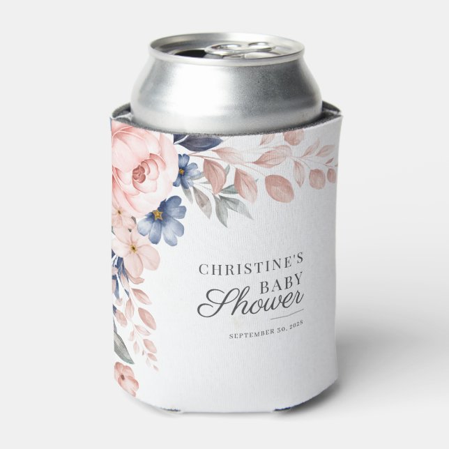 Blumenrosa Grüne Aquarellschrift Kinderdusche Dosenkühler (Kanne Vorderseite)