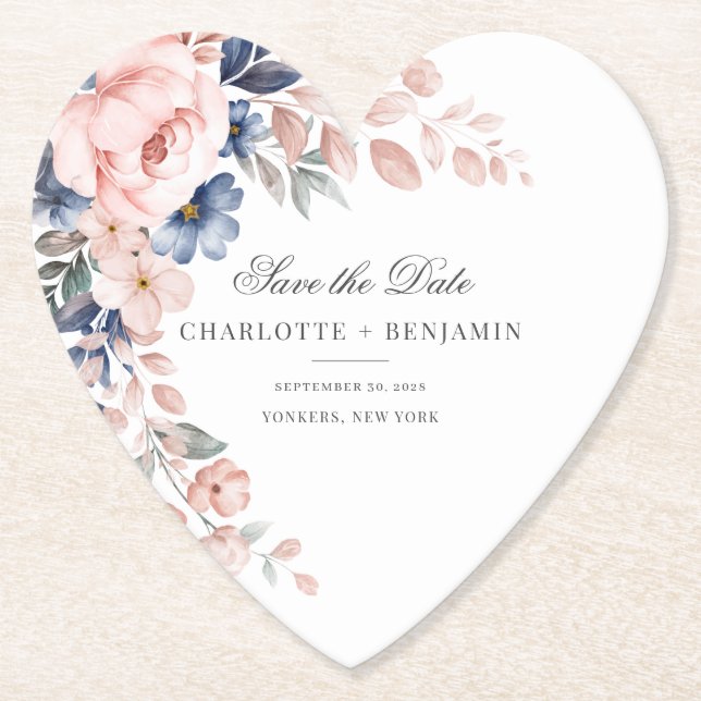 Blumenrosa Grünschrift Save the Date Hochzeit Untersetzer (Vorderseite)
