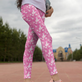 Blumenrosa Herzmuster Leggings