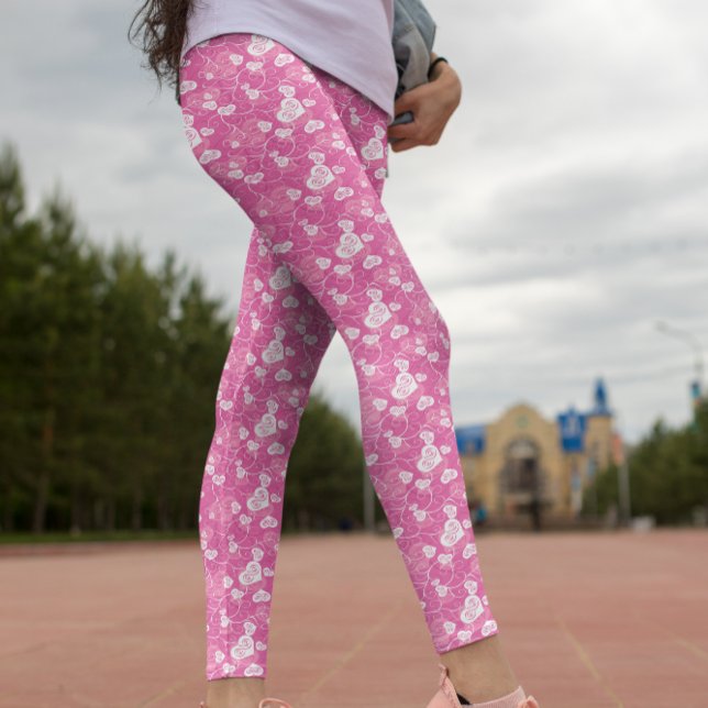 Blumenrosa Herzmuster Leggings (Von Creator hochgeladen)
