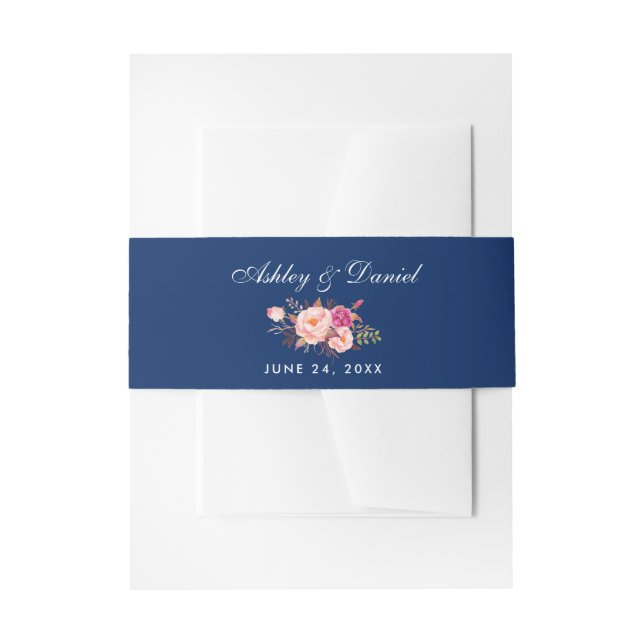 Blumenrosa Hochzeit Einladungsbanderole (Vorderseite Beispiel)