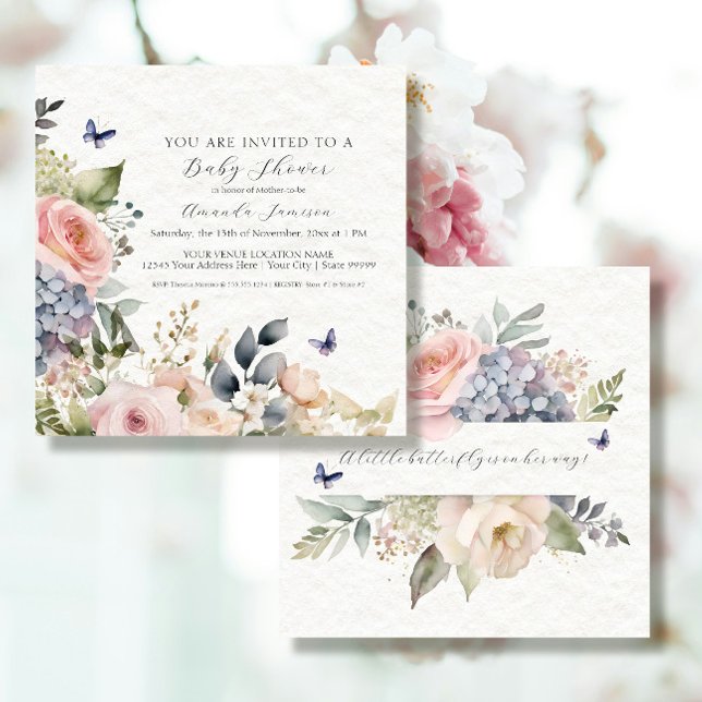Blumenrosa Hütte Garden Bouquet Baby Girl Einladung (Von Creator hochgeladen)