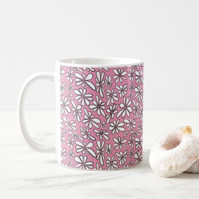 Blumenrosa Kaffeetasse (Mit Donut)