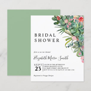 Blumenrosa Kaktus Haushalt Bridal Dusche Einladung