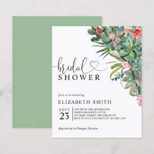 Blumenrosa Kaktus Haushalt Bridal Dusche Einladung
